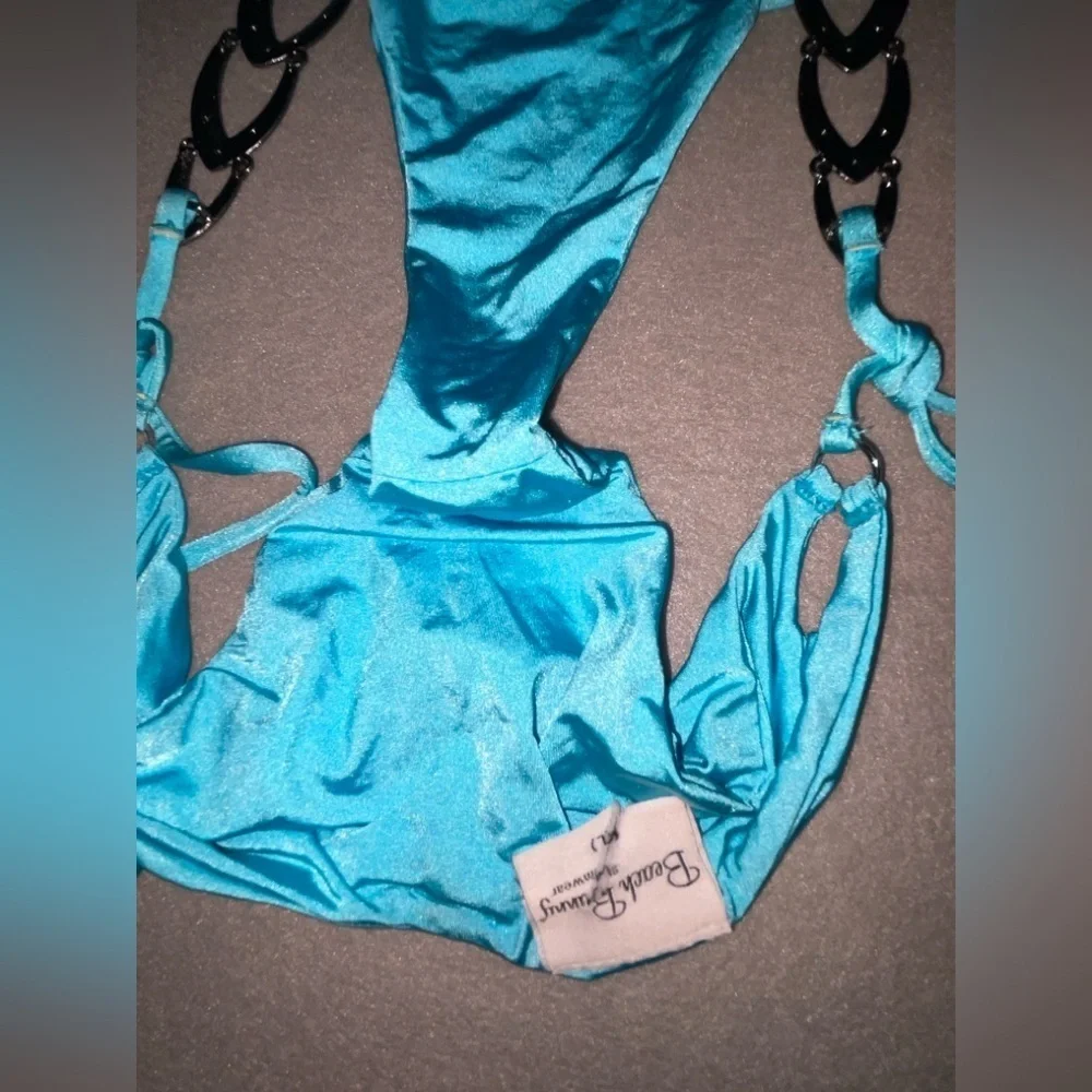Beach Bunny Bikini Bottom Bow & Arrow Aqua Rhinestone Bikini Hot!